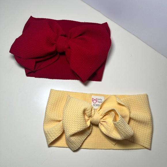 Toddler Head Wrap Bow Bundle Red and Yellow Little Lopers and one unbranded - Picture 1 of 5